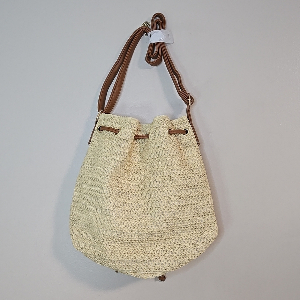 🔥LAST CHANCE🔥💲⬇️Montce Ali Tan & Cream Raffia Woven Bucket Bag ~ NWT - Picture 6 of 7
